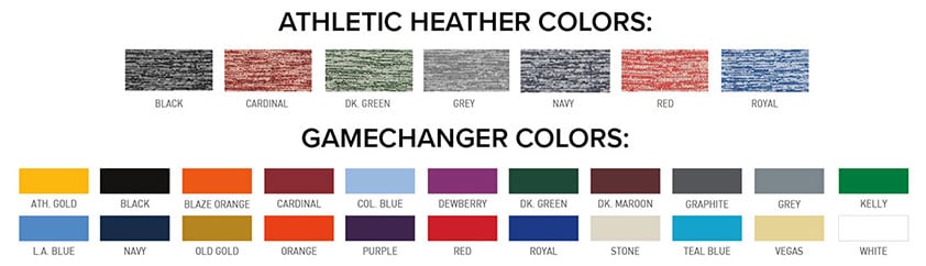GP540 GP541 GP542 GP543 Series Heather and GameChanger Colors