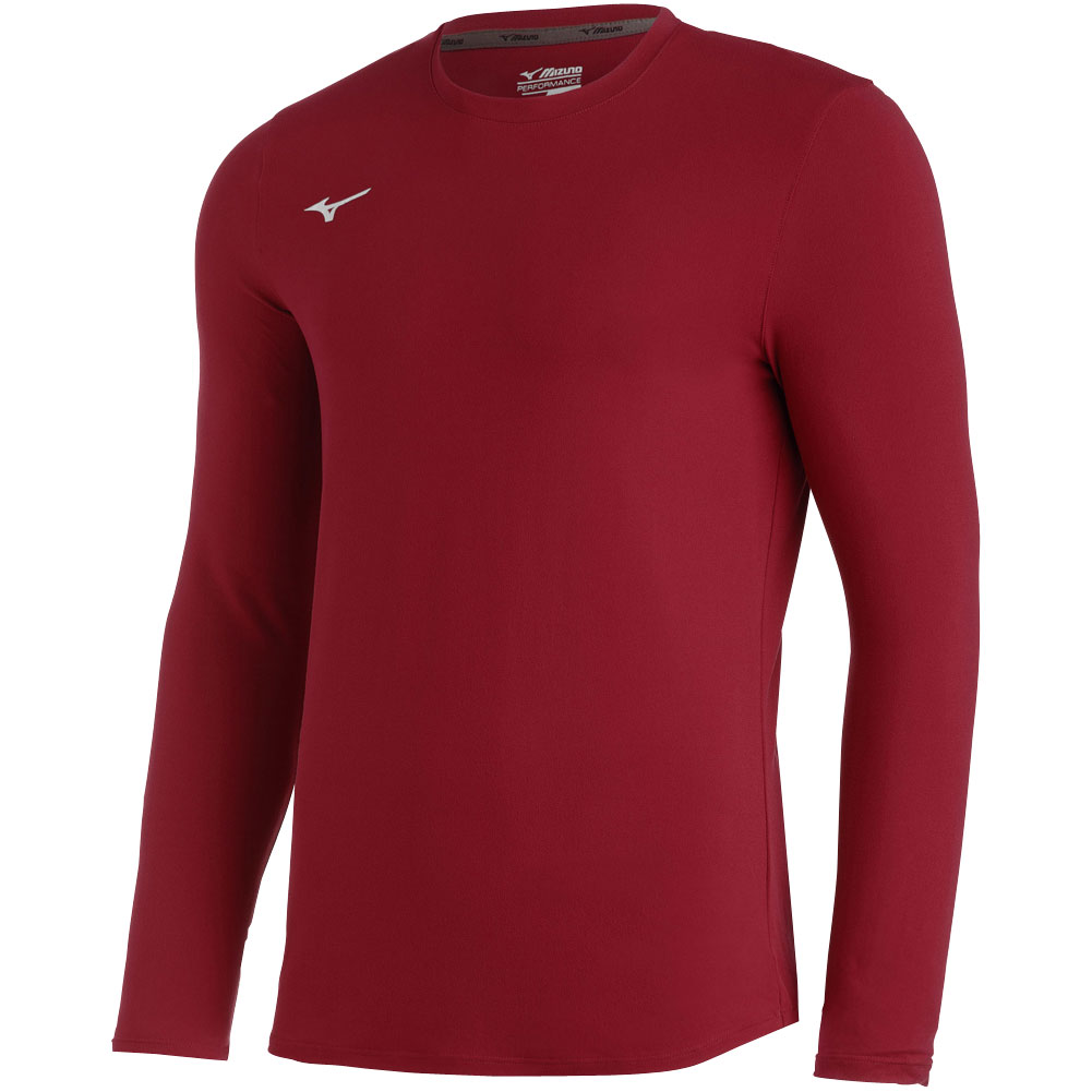 Mizuno Mens Comp Diamond Long Sleeve Baseball Crew Cardinal L