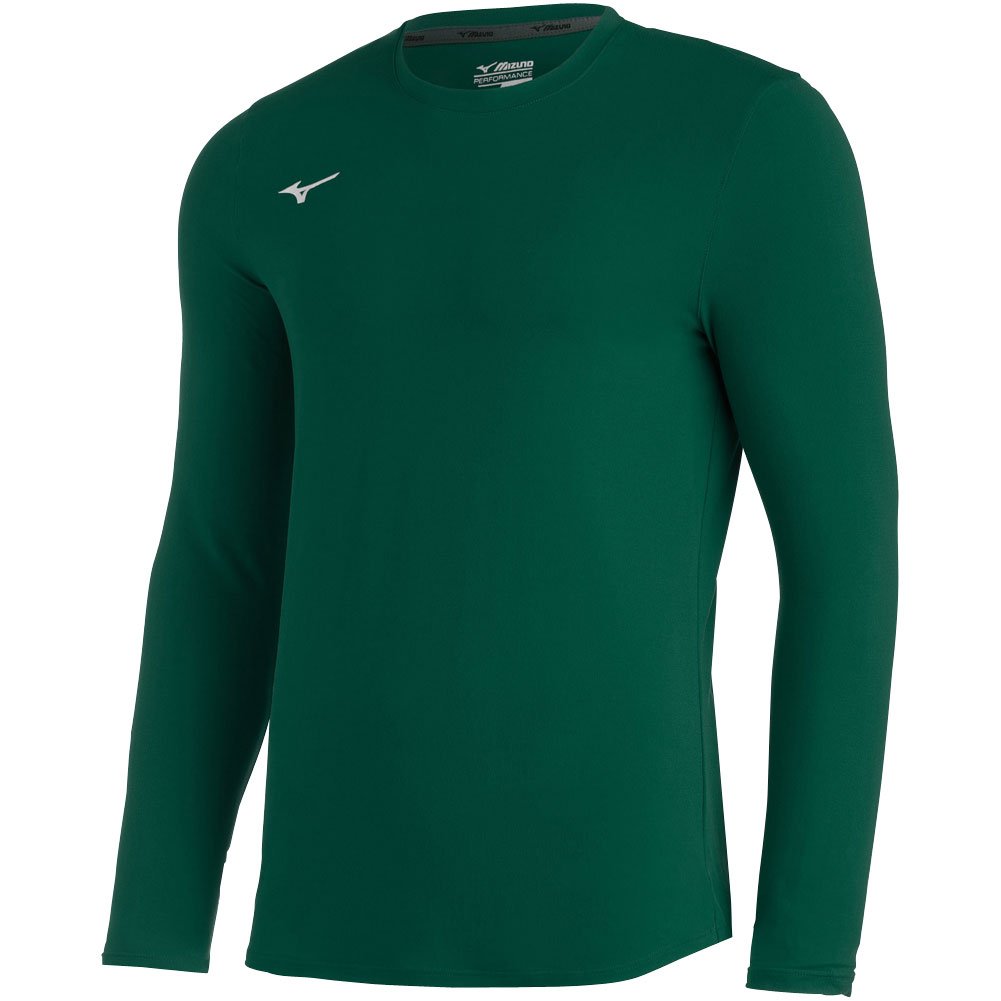 Mizuno Mens Comp Diamond Long Sleeve Baseball Crew Dark Green 2XL