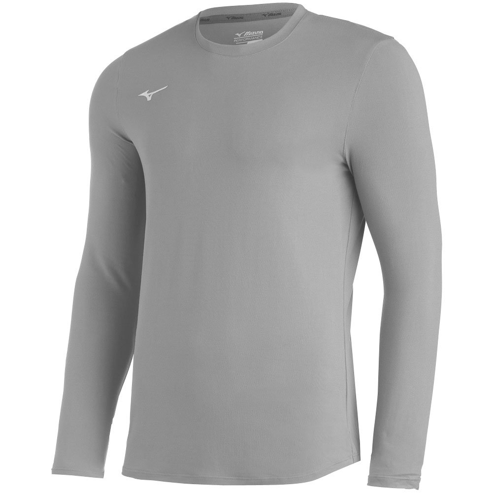Mizuno Mens Comp Diamond Long Sleeve Baseball Crew Grey M