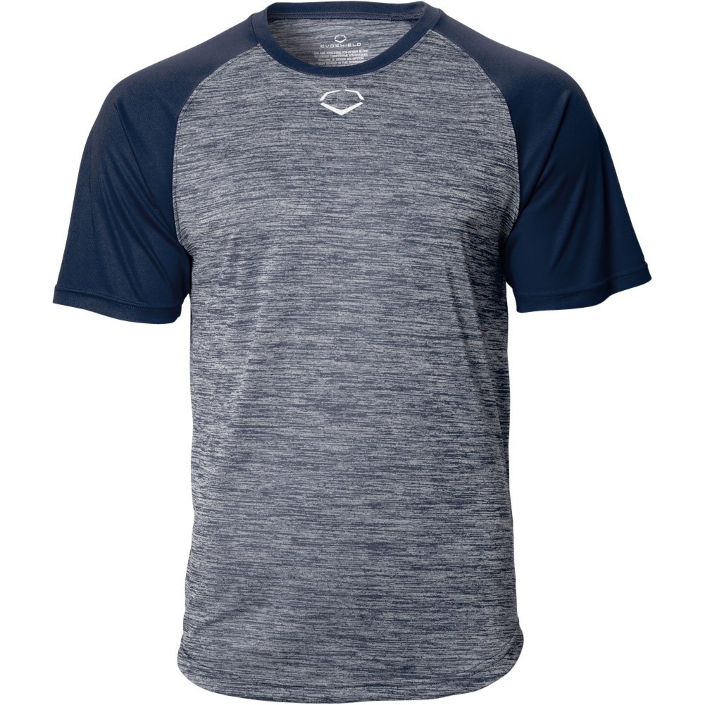Evoshield Mens Heather Tech Baseball T-Shirt Navy 2XL