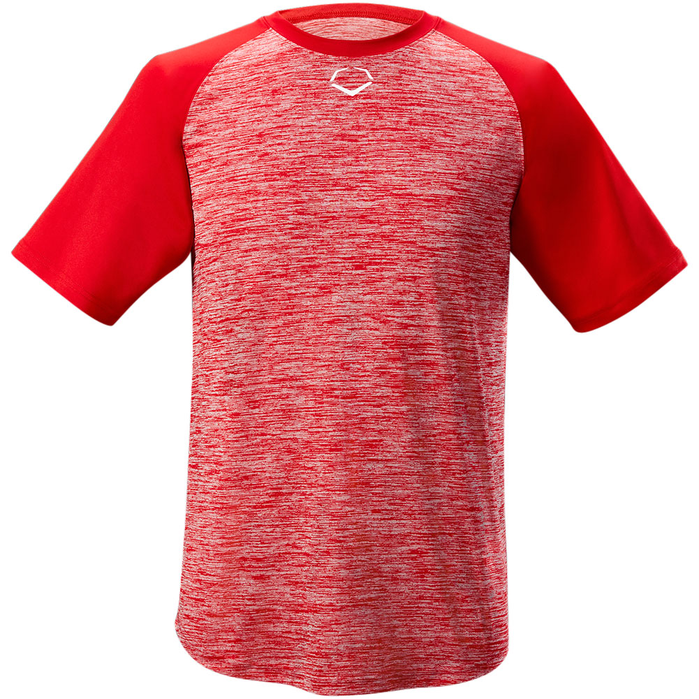 Evoshield Youth Heather Tech Baseball T-Shirt Scarlet S