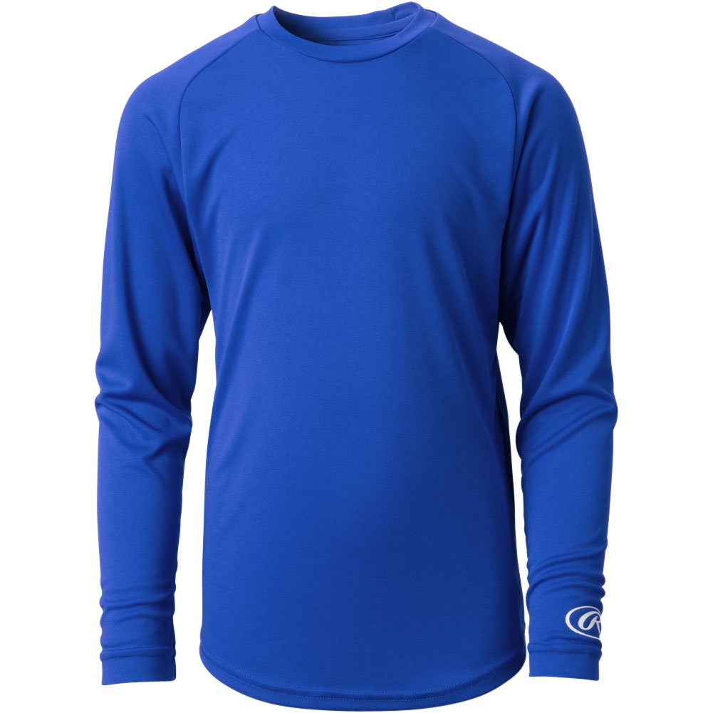 Rawlings Youth Crew Neck Long Sleeve Baseball T-Shirt Royal S