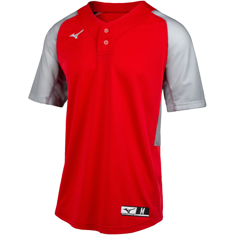 Mizuno Youth Aerolite 2-Button Baseball Jersey Red/Grey L
