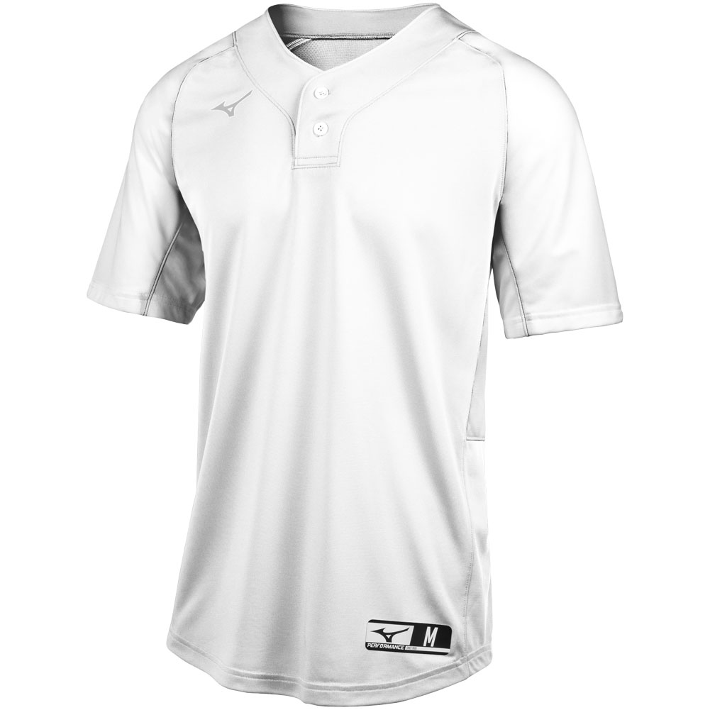 Mizuno Mens Aerolite 2-Button Baseball Jersey White 2XL