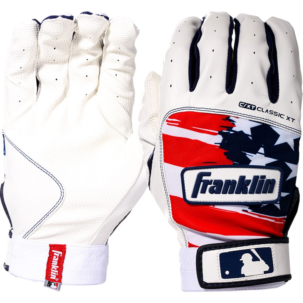 Franklin Sports Franklin Adult Classic XT Baseball Batting Gloves White/Red/Blue Large