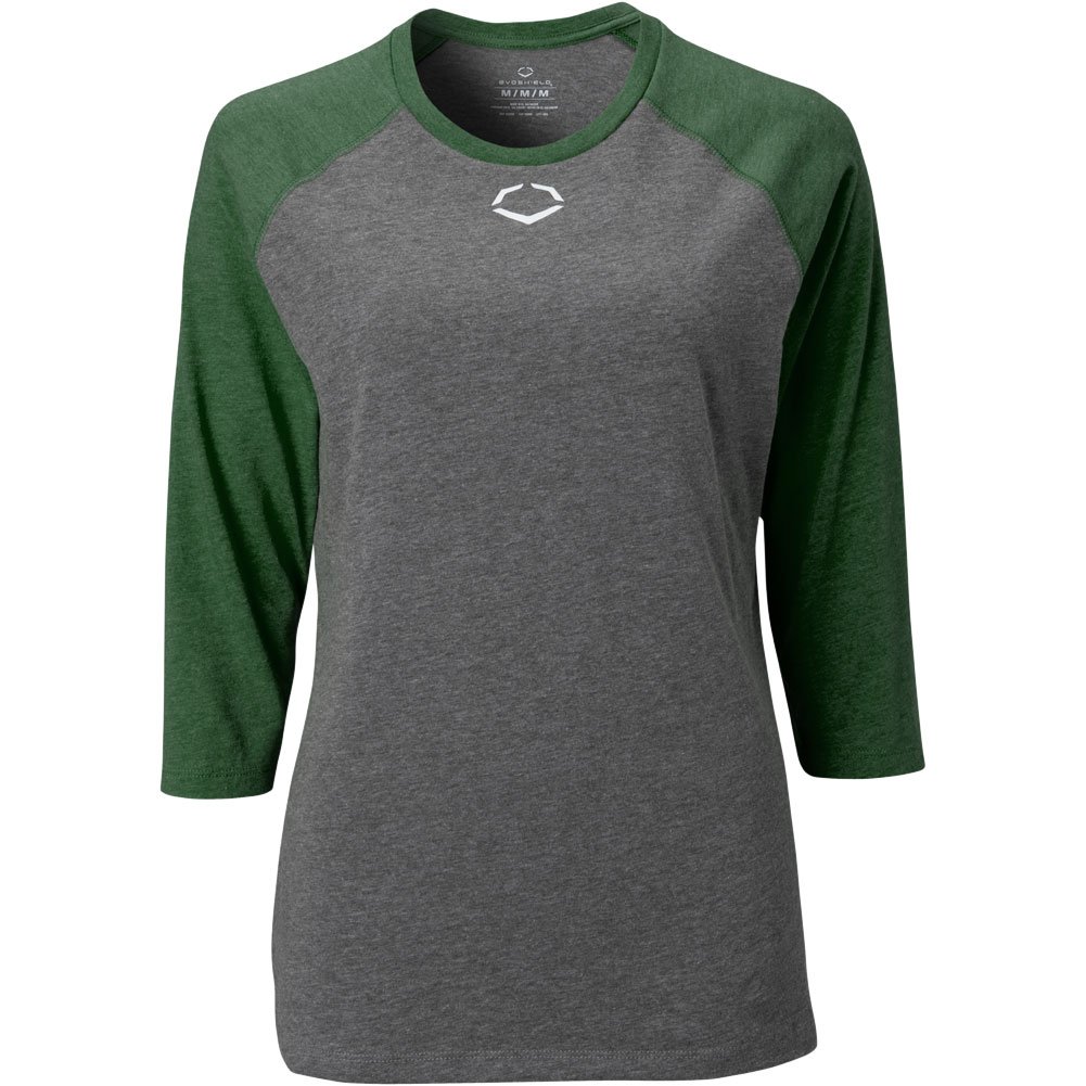 Evoshield Womens 3/4 Sleeve Fastpitch Softball Shirt Grey/Dark Green L