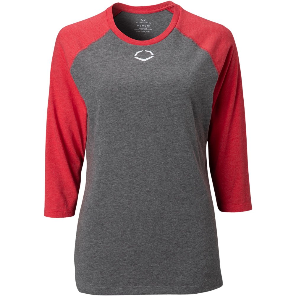 Evoshield Womens 3/4 Sleeve Fastpitch Softball Shirt Grey/Scarlet L