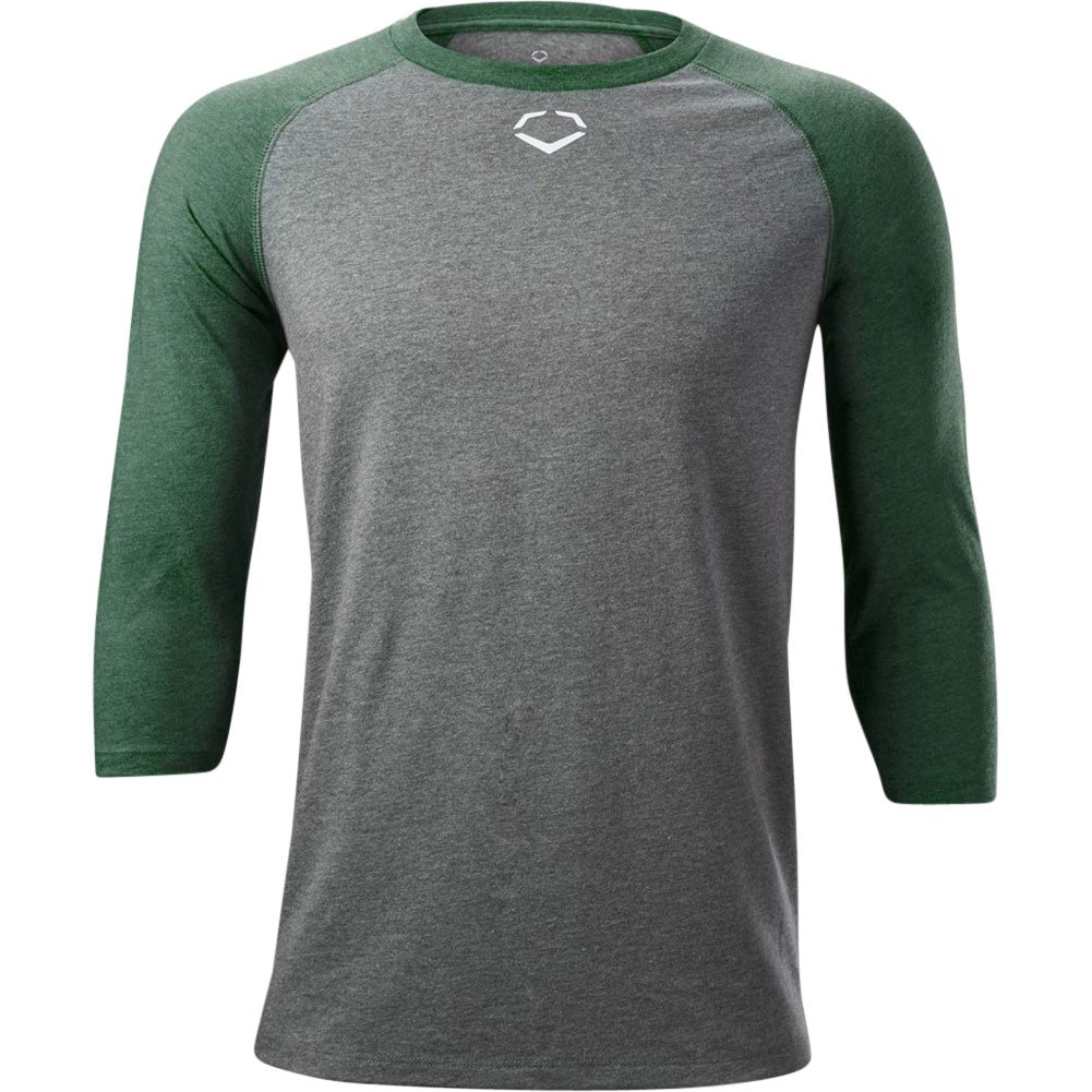Evoshield Youth 3/4 Sleeve Baseball Shirt Grey/Dark Green M