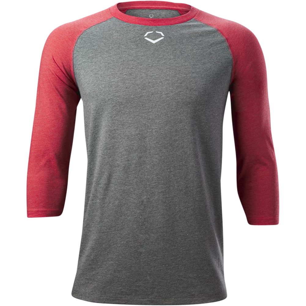 Evoshield Youth 3/4 Sleeve Baseball Shirt Grey/Scarlet L