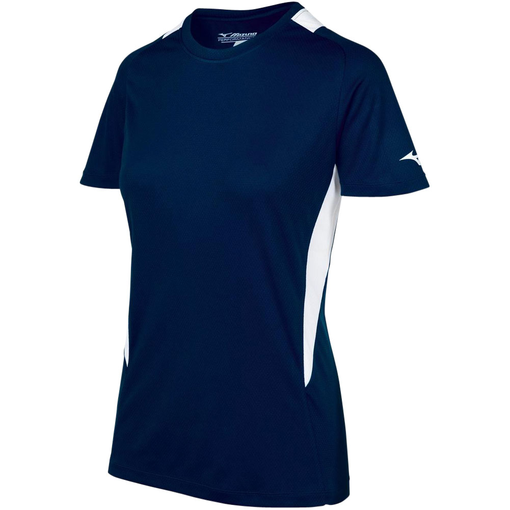 Mizuno Womens Fastpitch Softball Crew Jersey Navy/White S