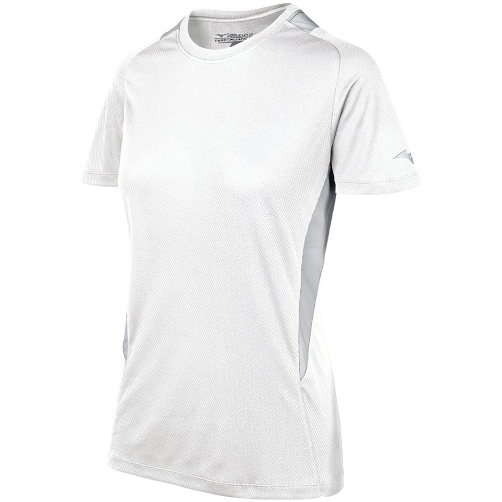Mizuno Womens Fastpitch Softball Crew Jersey White/Grey L