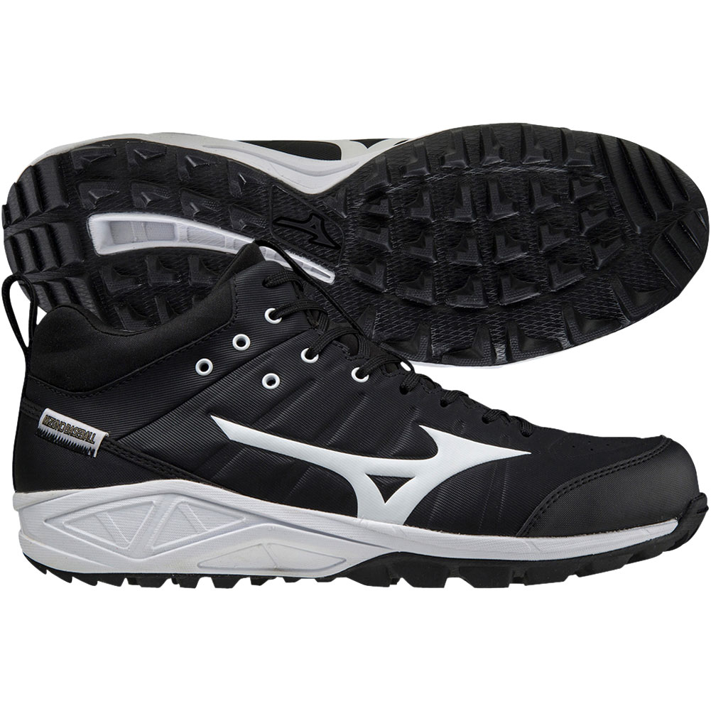 Mizuno Mens Ambition 2 All Surface Mid Baseball Turf Shoe Black/White Medium 10, Size: 10 Medium US