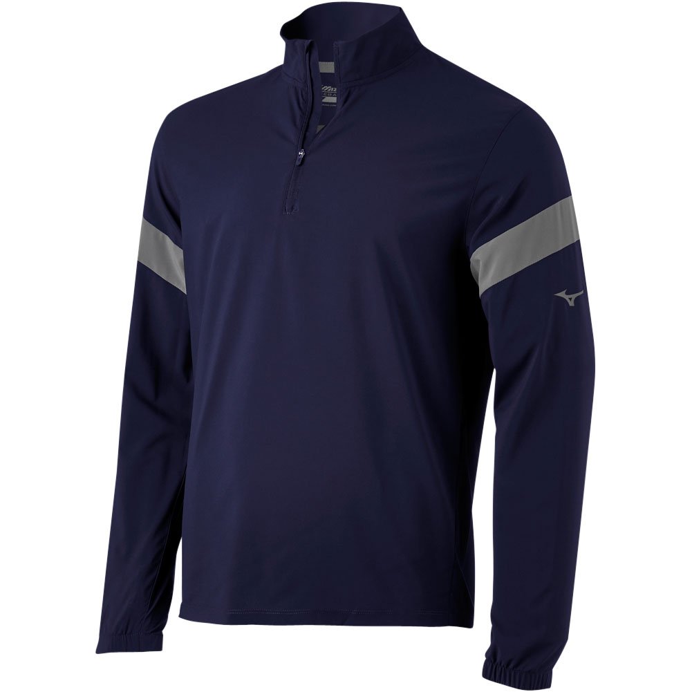Mizuno Mens Long Sleeve Baseball Batting Jacket Navy/Grey 2XL