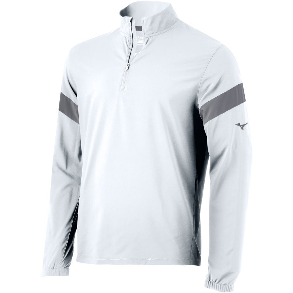 Mizuno Mens Long Sleeve Baseball Batting Jacket White/Grey 2XL