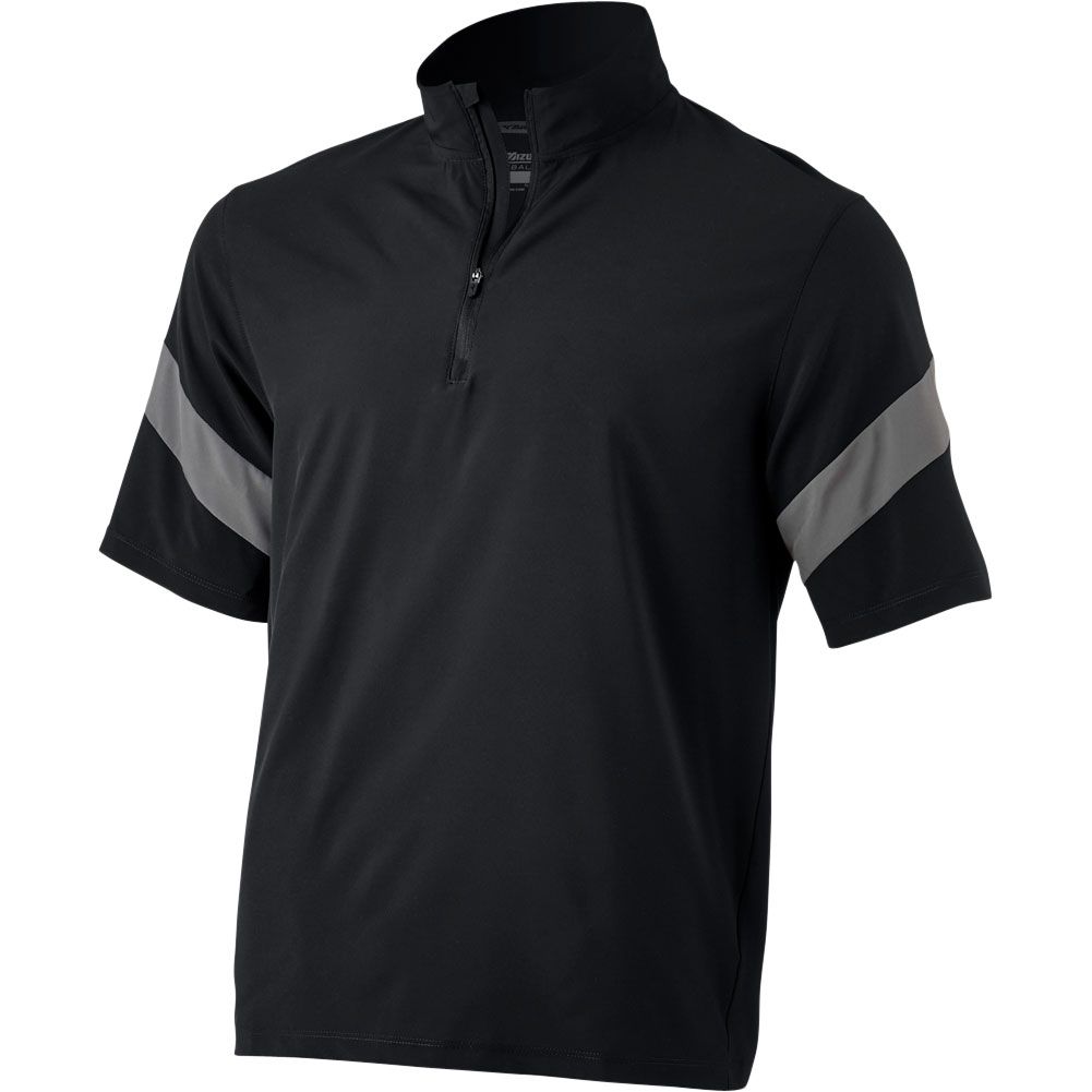 Mizuno Mens Short Sleeve Baseball Batting Jacket Black/Grey L
