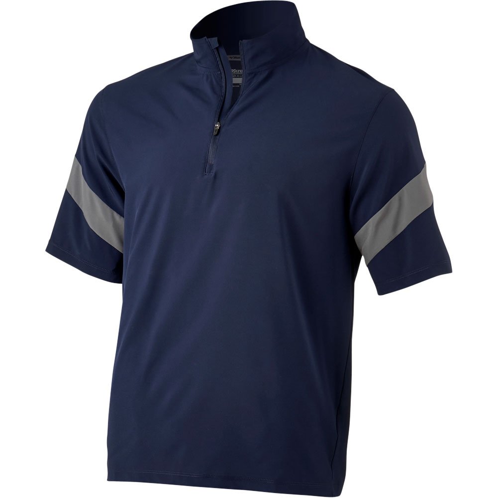 Mizuno Mens Short Sleeve Baseball Batting Jacket Navy/Grey M