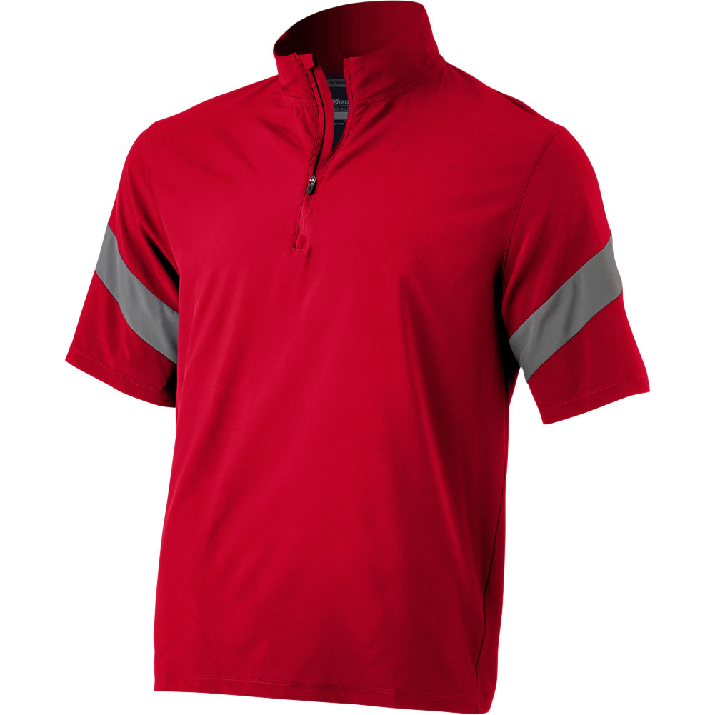 Mizuno Mens Short Sleeve Baseball Batting Jacket Red/Grey 2XL