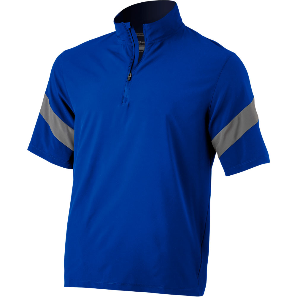 Mizuno Mens Short Sleeve Baseball Batting Jacket Royal/Grey 2XL