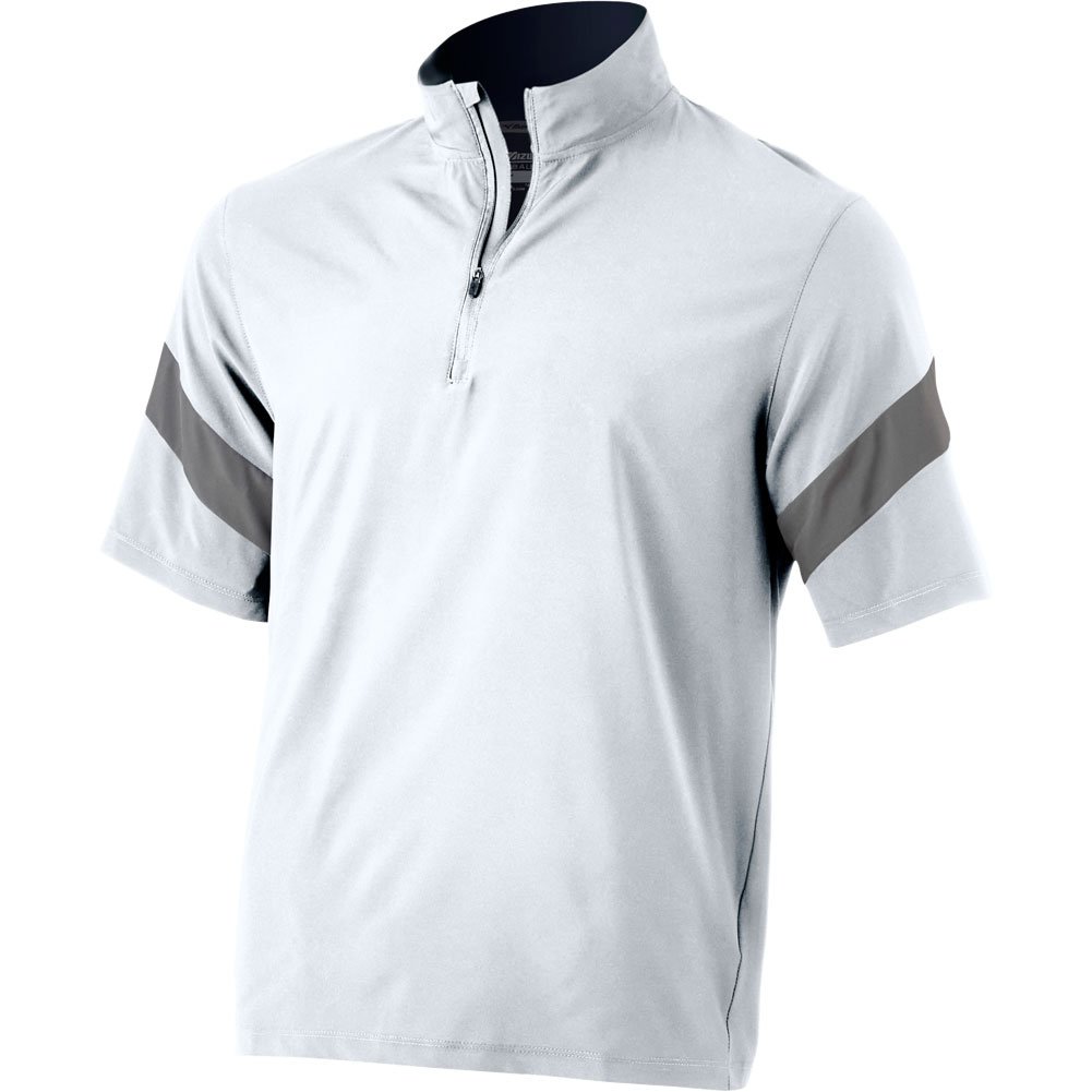 Mizuno Mens Short Sleeve Baseball Batting Jacket White/Grey 2XL