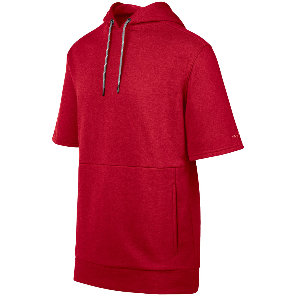 Mizuno Mens Game Time Short Sleeve Baseball Training Hoodie Red S
