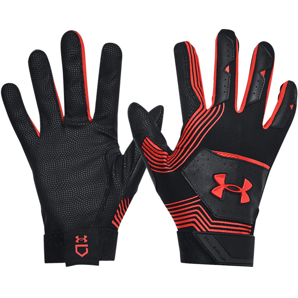 Under Armour Adult Clean Up 21 Baseball Batting Gloves Black/Orange Large