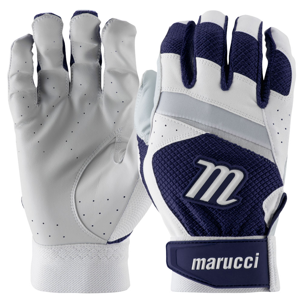 Marucci Sports Marucci  Adult Code Baseball Batting Gloves White/Navy Small