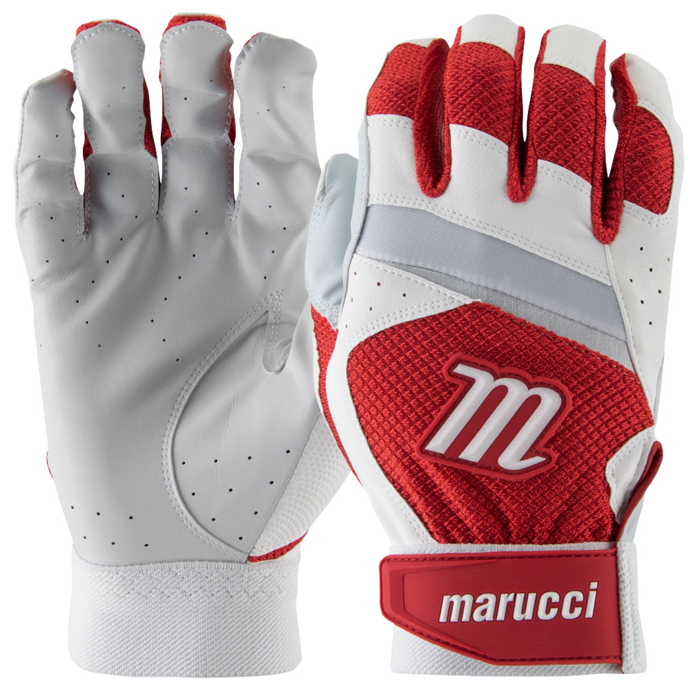 Marucci Sports Marucci  Adult Code Baseball Batting Gloves White/Red Large