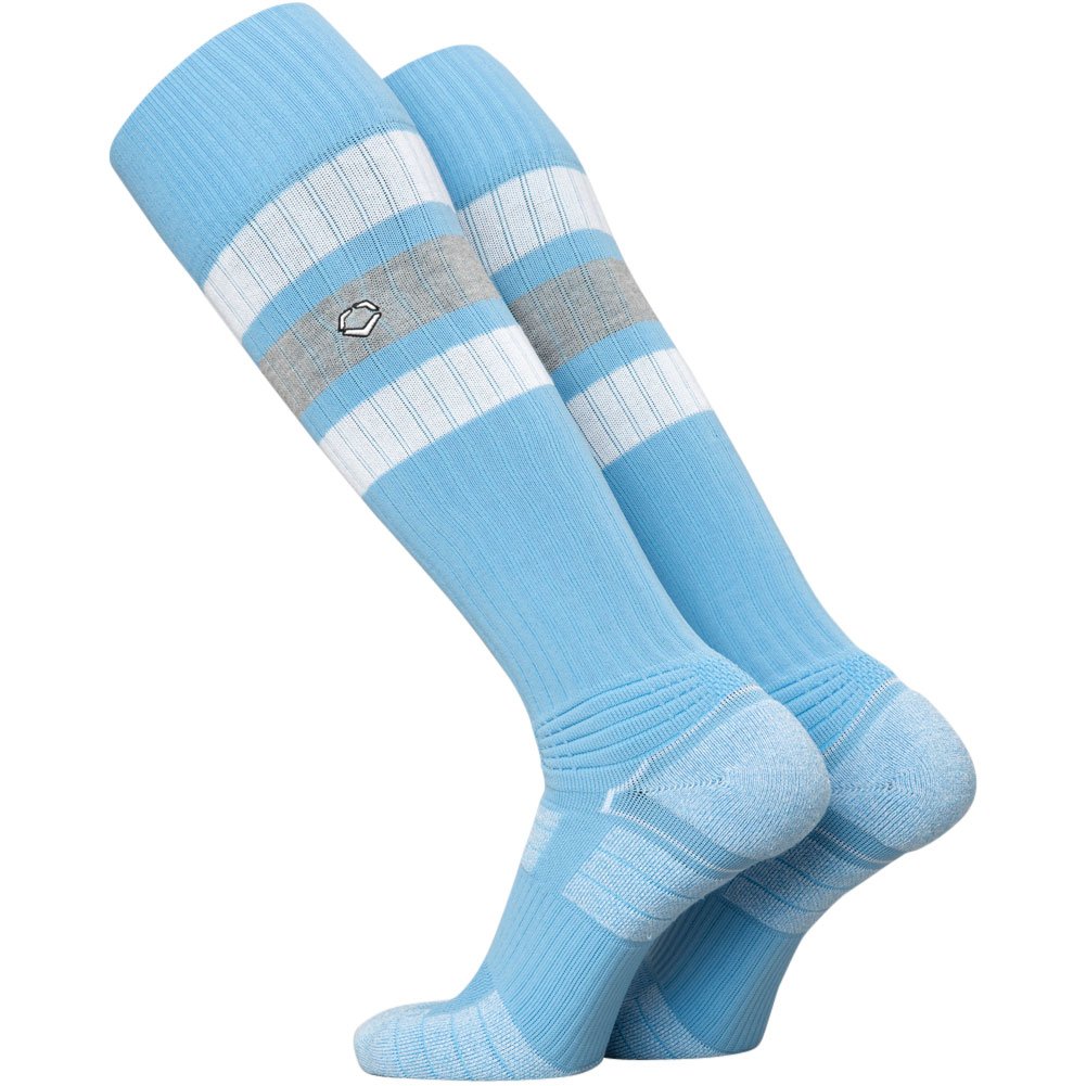 Evoshield Adult PRO-SRZ Striped Baseball and Softball Game Socks Light Blue L