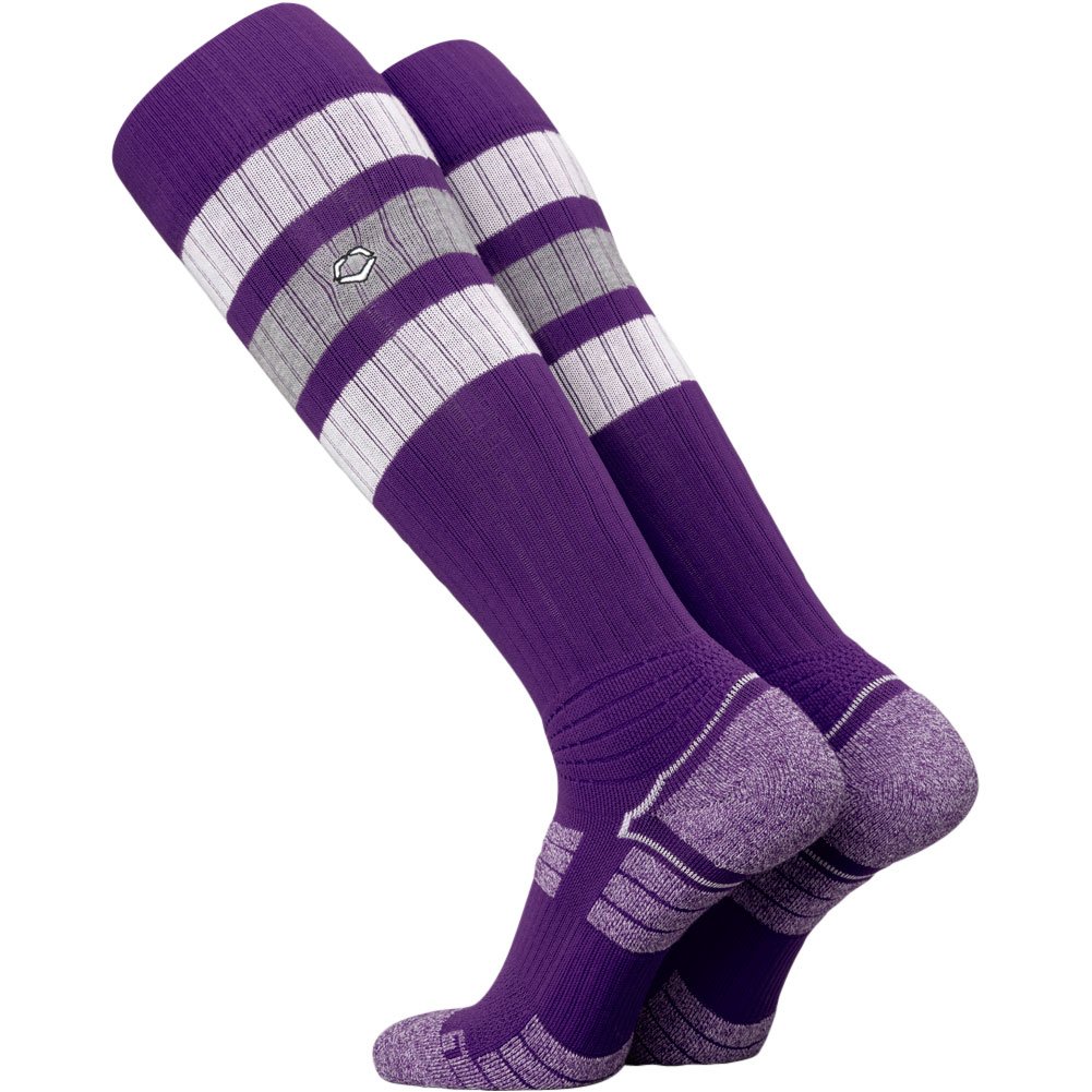 Evoshield Adult PRO-SRZ Striped Baseball and Softball Game Socks Purple L