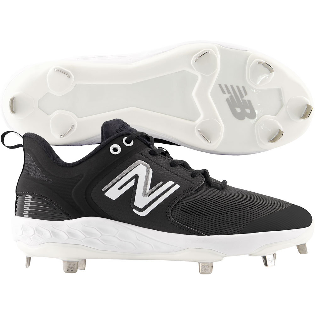 New Balance Mens Fresh Foam X 3000v6 Low Metal Baseball Cleats Black/White Wide 12, Size: 12 Wide US