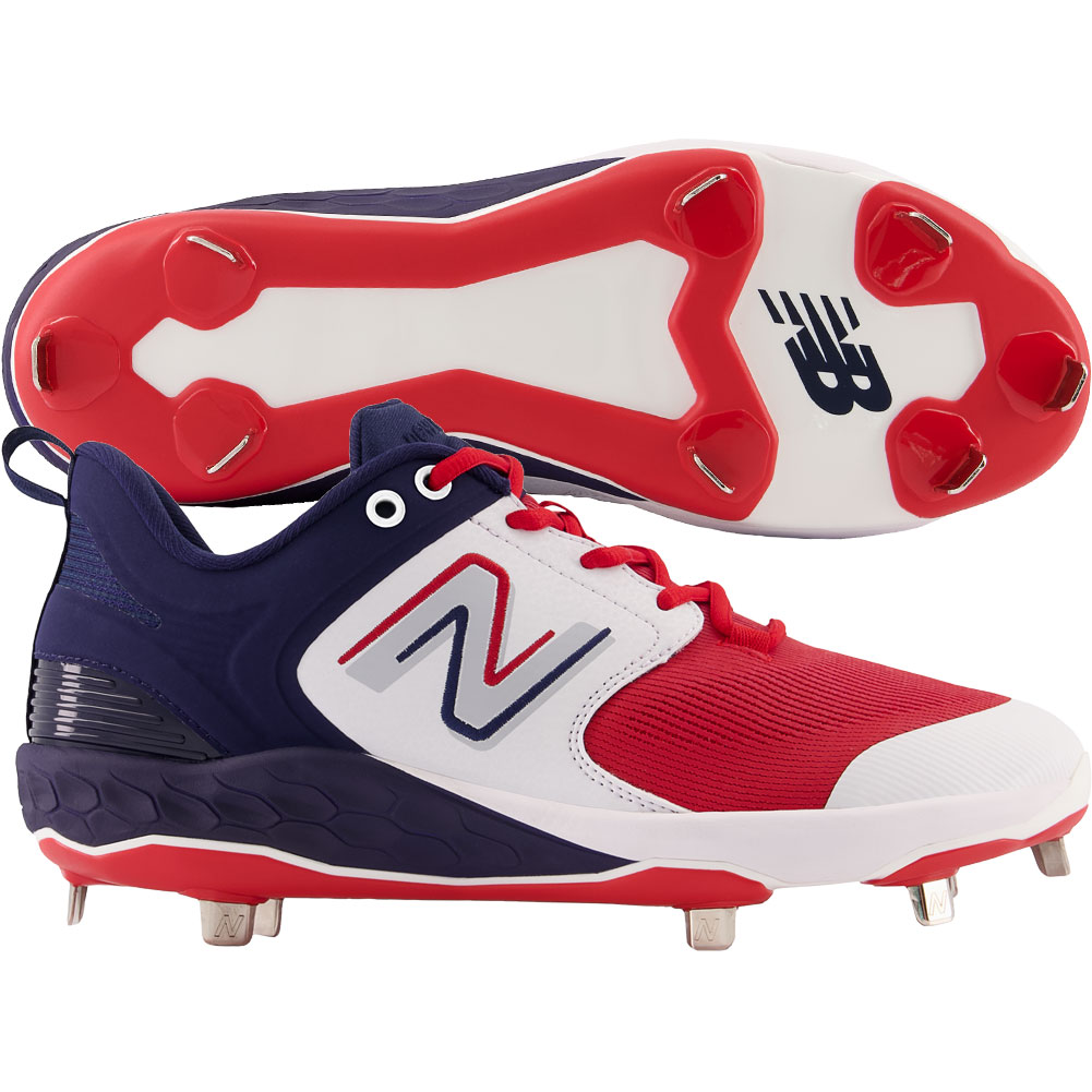 New Balance Mens Fresh Foam X 3000v6 Low Metal Baseball Cleats Red/White/Blue Medium 9, Size: 9 Medium US