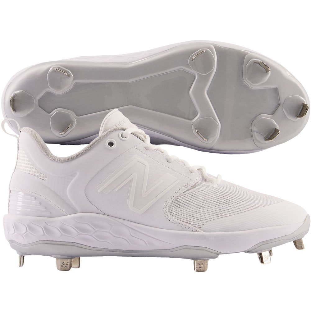 New Balance Mens Fresh Foam X 3000v6 Low Metal Baseball Cleats White/Grey Medium 10, Size: 10 Medium US