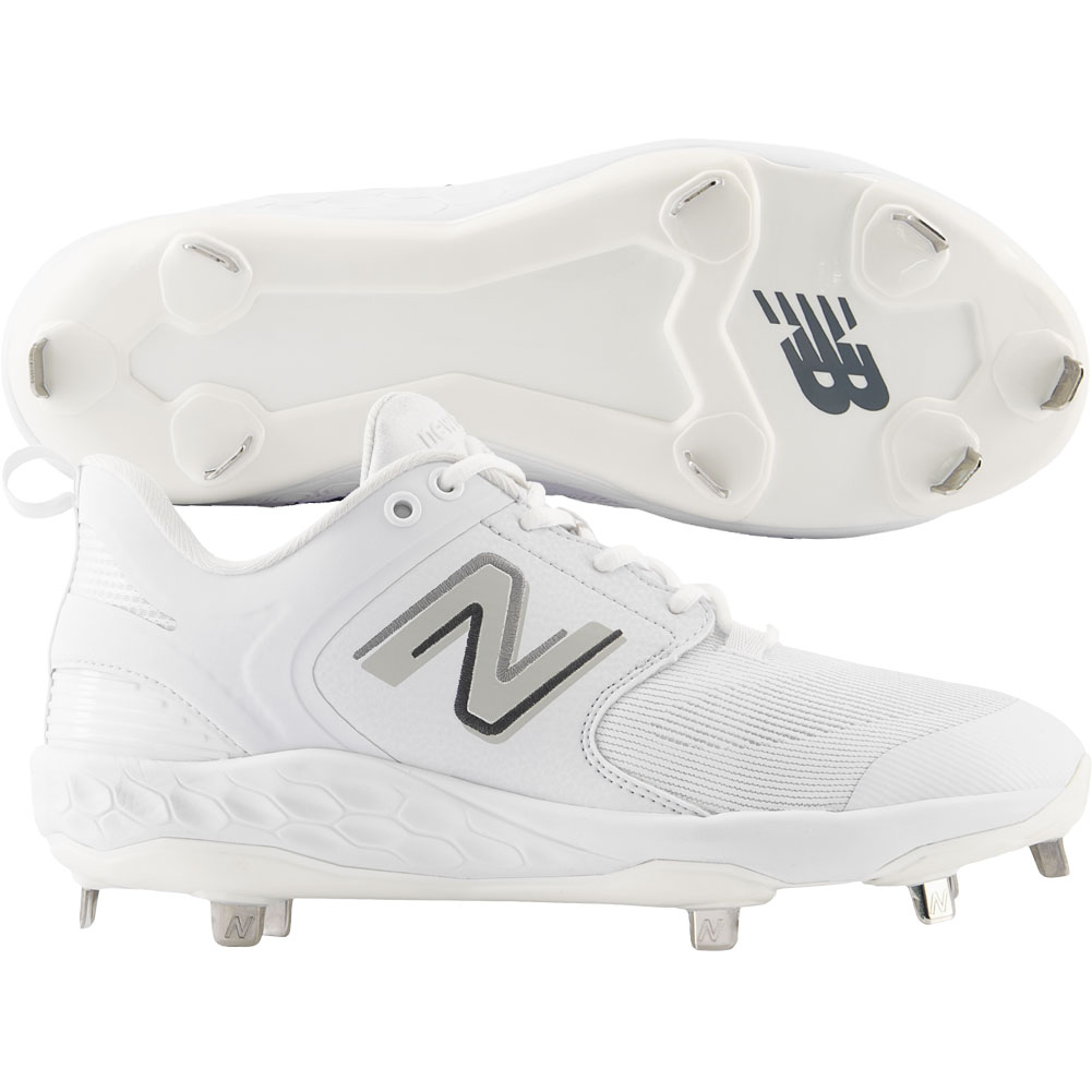 New Balance Mens Fresh Foam X 3000v6 Low Metal Baseball Cleats White/White Wide 12.5, Size: 12.5 Wide US