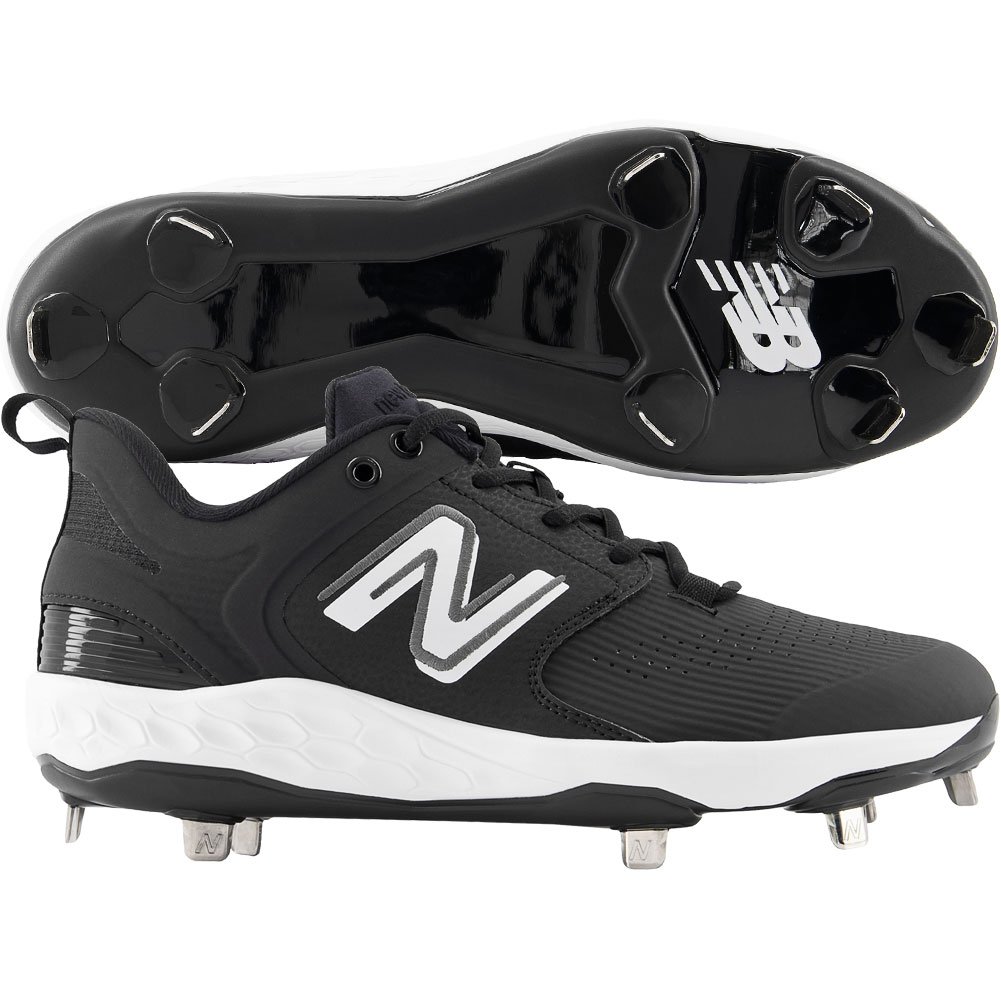 New Balance Mens Fresh Foam X 3000v6 Synthetic Low Metal Baseball Cleats Black/White Medium 10, Size: 10 Medium US