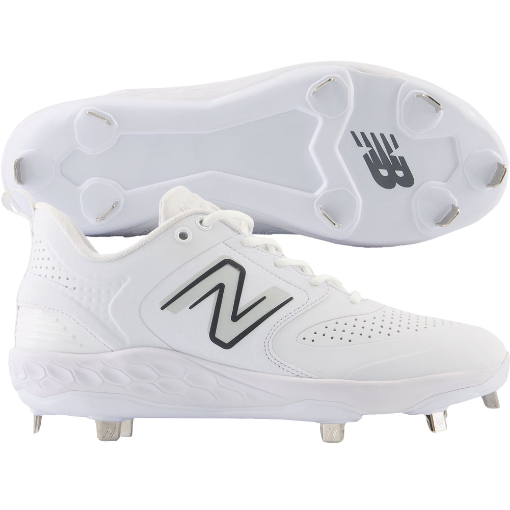 New Balance Mens Fresh Foam X 3000v6 Synthetic Low Metal Baseball Cleats White/Grey Medium 10, Size: 10 Medium US