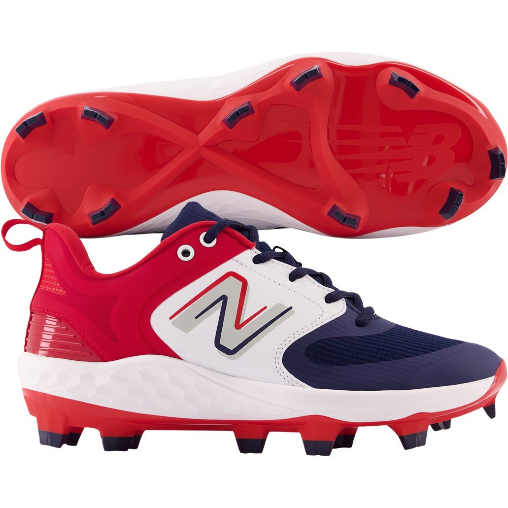 New Balance Womens Fresh Foam Velo v3 Molded Fastpitch Softball Cleat Red/White/Blue Medium 8.5, Size: 8.5 Medium US