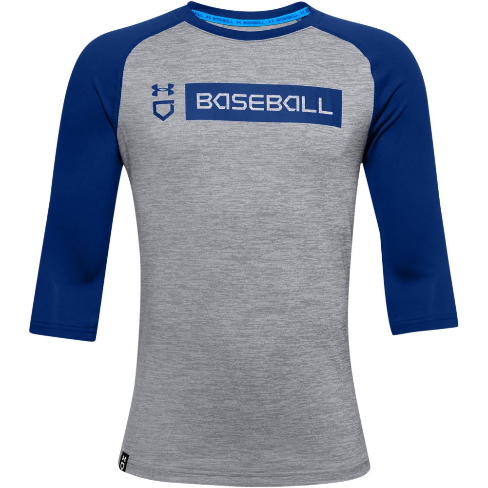 Under Armour Youth Utility 3/4 Sleeve Baseball Shirt Grey/Royal XL