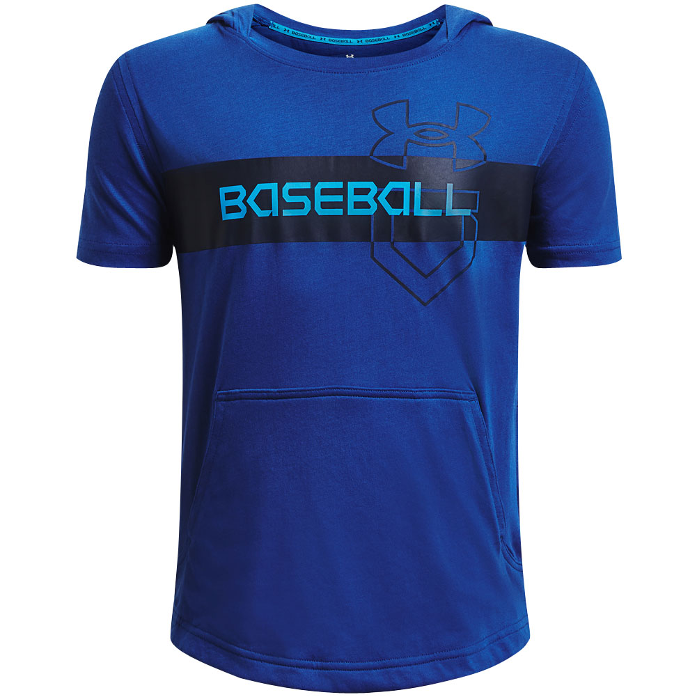 Under Armour Youth Short Sleeve Baseball Training Hoodie Royal L