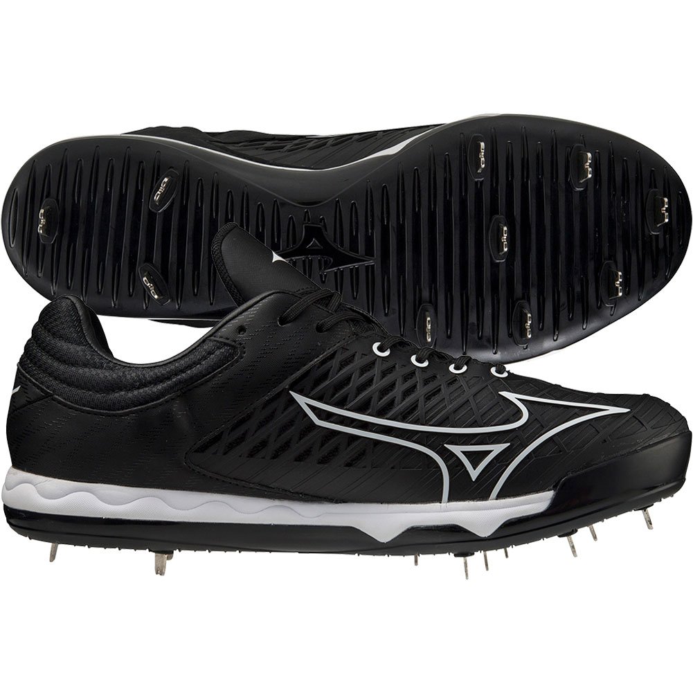 Mizuno Mens SpeedRevo Ace Metal Pitchers Baseball Cleat Black/White Medium 12, Size: 12 Medium US