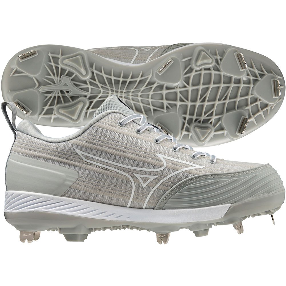 Mizuno Womens Sweep 6 Low Metal Fastpitch Softball Cleat Grey/White Medium 10, Size: 10 Medium US