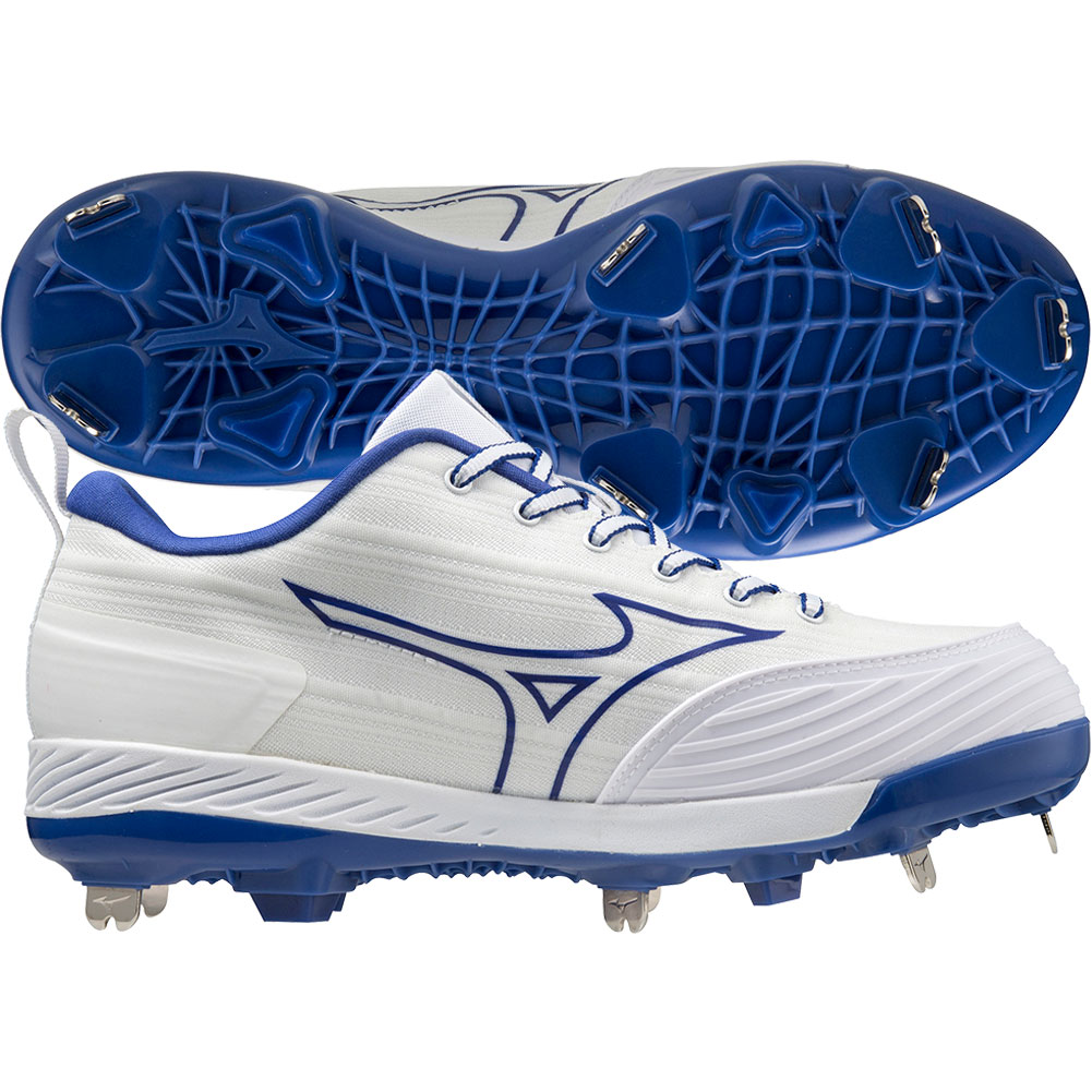Mizuno Womens Sweep 6 Low Metal Fastpitch Softball Cleat White/Royal Medium, Size: 6 Medium US