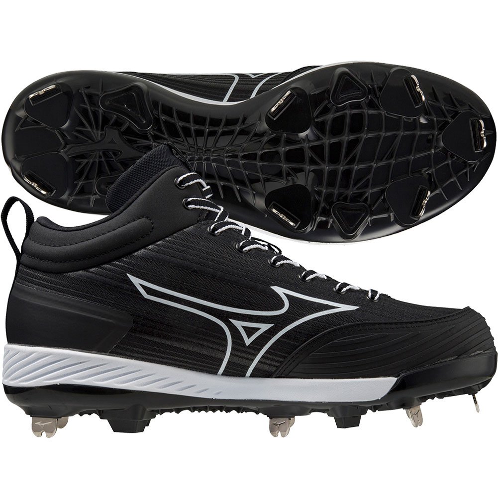 Mizuno Womens Sweep 6 Mid Fastpitch Softball Metal Cleat Black/White Medium 10, Size: 10 Medium US