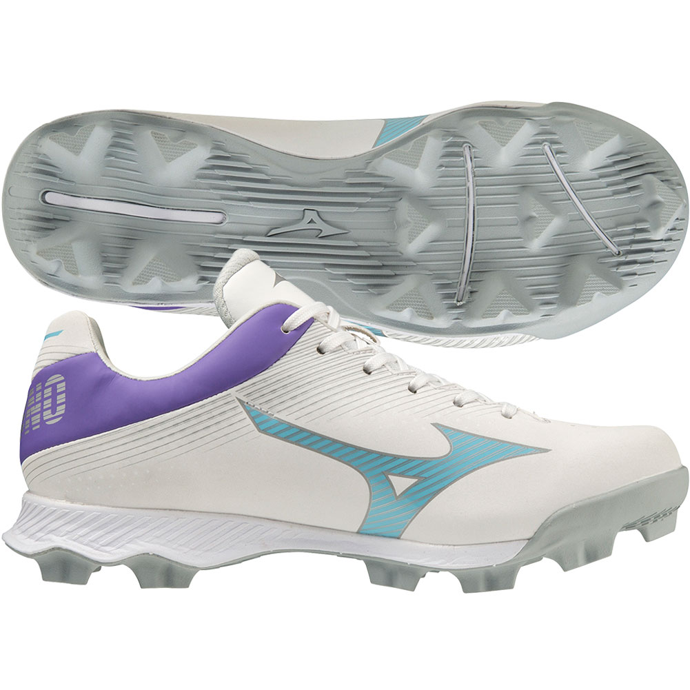 Mizuno Womens Wave Finch Lightrevo Fastpitch Softball Molded Cleat White/Blue Medium 6.5, Size: 6.5 Medium US