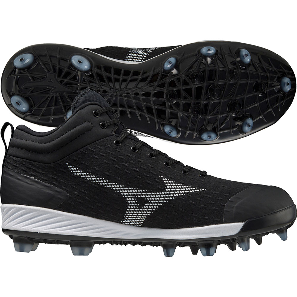 Mizuno Mens Dominant 4 Mid TPU Molded Baseball Cleat Black/White Medium 10, Size: 10 Medium US