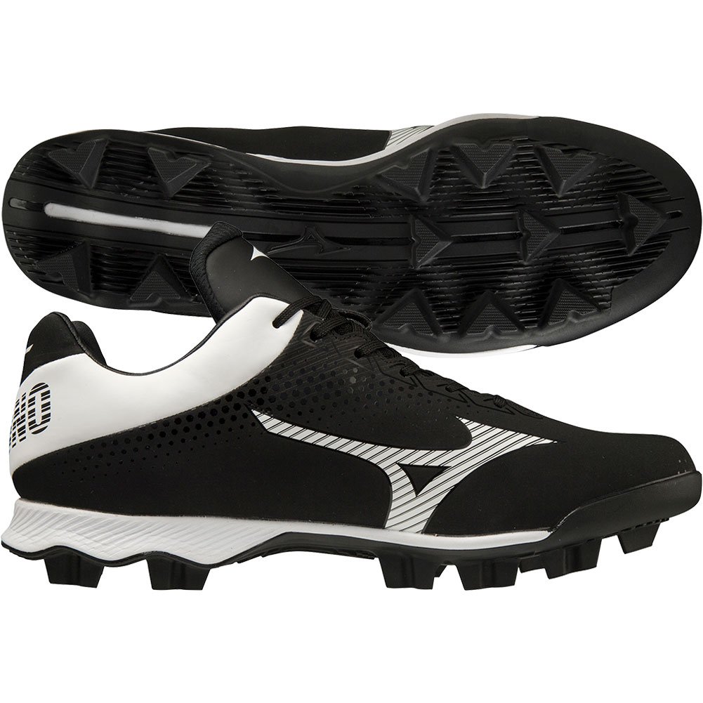 Mizuno Mens Wave Lightrevo TPU Molded Low Baseball Cleat Black/White Medium 10, Size: 10 Medium US