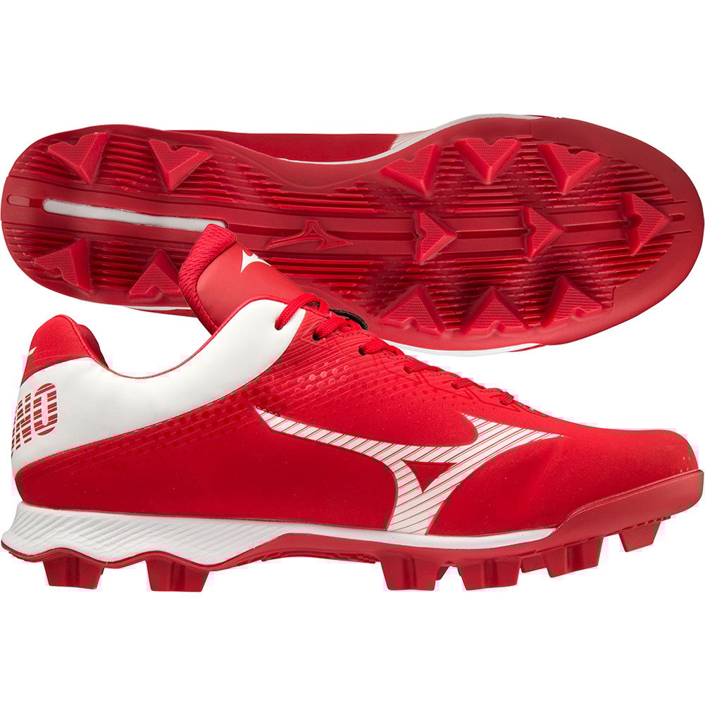 Mizuno Mens Wave Lightrevo TPU Molded Low Baseball Cleat Red/White Medium 9.5, Size: 9.5 Medium US
