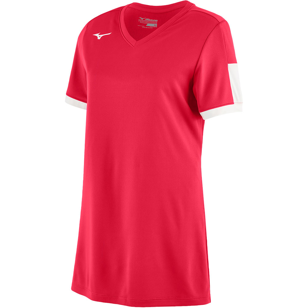 Mizuno Womens Aerolite V-Neck Fastpitch Softball Jersey Red/White L