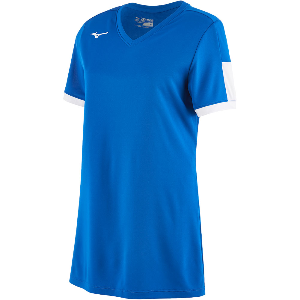 Mizuno Womens Aerolite V-Neck Fastpitch Softball Jersey Royal/White L