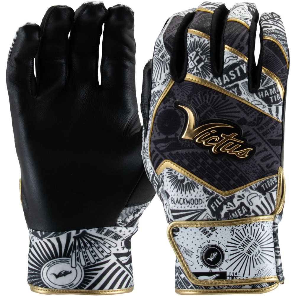 Victus Adult NOX Batting Gloves Black/Gold Large